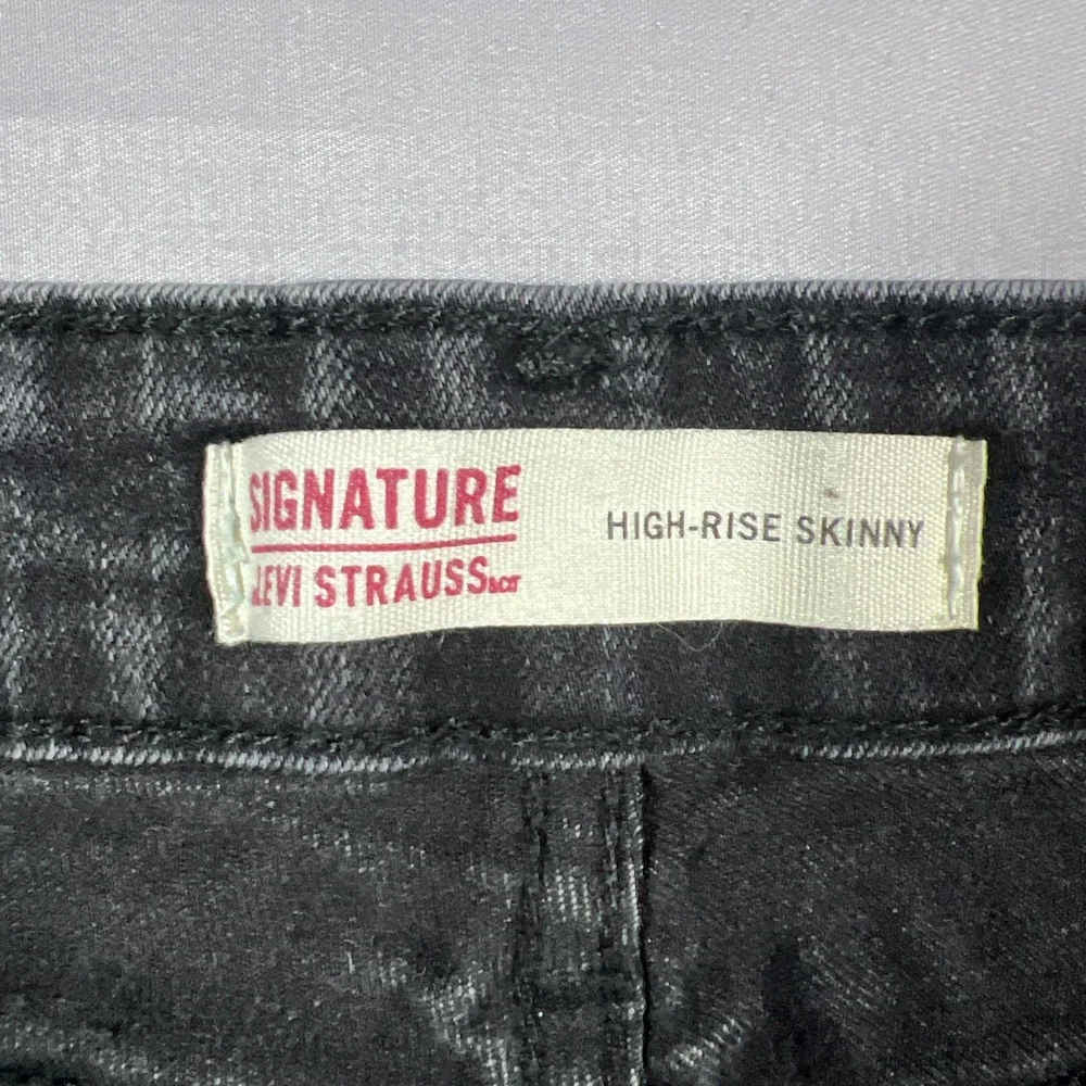 Levi Strauss Signature Skinny Jeans Womens 16M Black Cotton Stretch High Rise